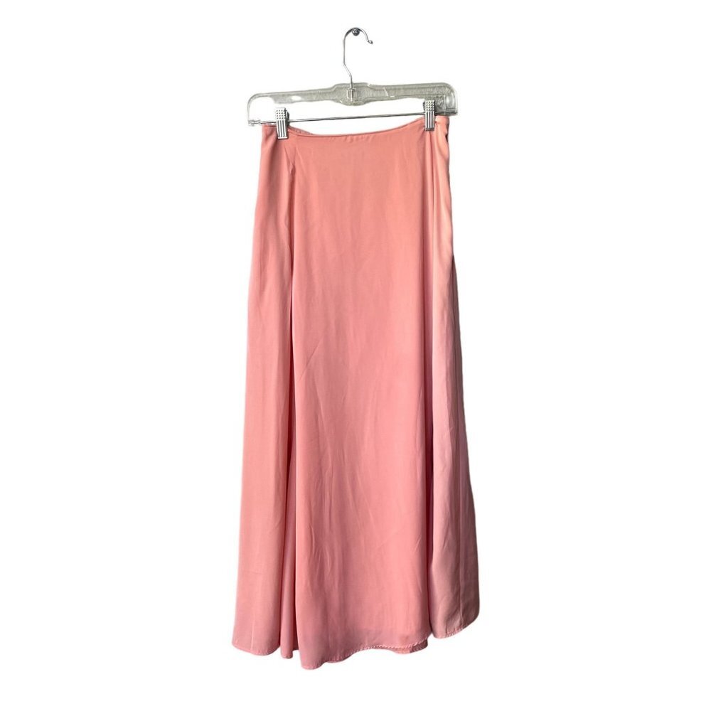Abercrombie & Fitch Maxi Pleated Long Slit SzS Pink Coral High Waisted Skirt - Picture 2 of 11